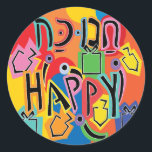 Adesivo Hanukkah Happy Bright Stickers (1 1/2"/3")<br><div class="desc">Hanukkah Happy Bright Art Holiday. Escolha entre adesivos de 1/2" e 3". Obrigados para parar e comprar! Seu negócio é muito apreciado! Feliz Hanukkah! Forma: adesivo redondo clássico Faça o seu estilo único criando adesivos personalizados para cada ocasião! De envios especiais e reservas para atividades infantis e projetos DIY, você...</div>