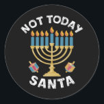 Adesivo Hanukkah Hoje Não Papai noel o judeu Chanukah<br><div class="desc">Hanukkah Hoje Não Papai noel o judeu Chanukah</div>