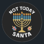Adesivo Hanukkah Hoje Não Papai noel o judeu Chanukah<br><div class="desc">Hanukkah Hoje Não Papai noel o judeu Chanukah</div>