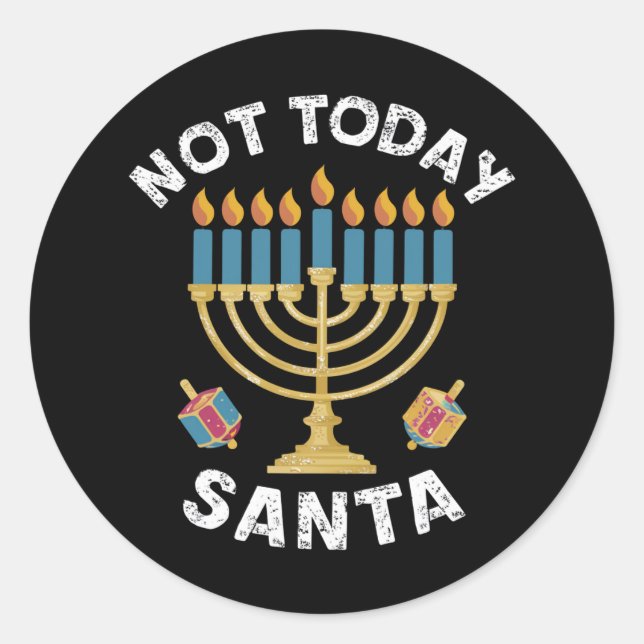 Adesivo Hanukkah Hoje Não Papai noel o judeu Chanukah (Frente)