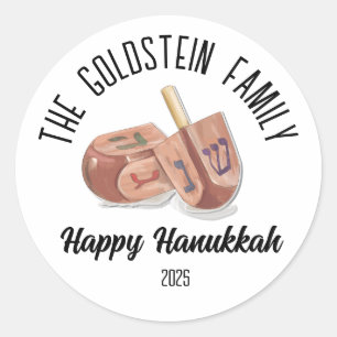 Adesivo Hanukkah Jewish Chanuka Personalizado Nome da Famí