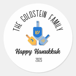Adesivo Hanukkah Jewish Chanuka Personalizado Nome da Famí