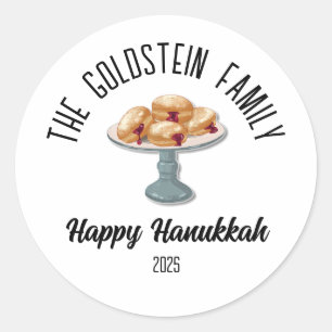 Adesivo Hanukkah Jewish Chanuka Personalizado Nome da Famí