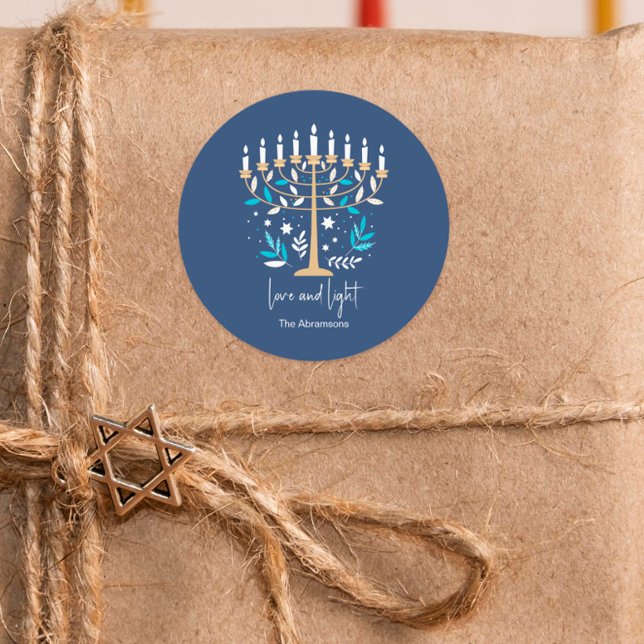 Adesivo Hanukkah Love & Light Floral Menorah (Criador carregado)