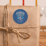 Adesivo Hanukkah Love & Light Floral Menorah<br><div class="desc">Chanucá,  amor e adesivos Florais Claros de Menorah. Personalize o texto personalizado acima. Você pode encontrar itens de coordenação adicionais na nossa coleção "Floral Hanukkah Menorah e Dreidel".</div>