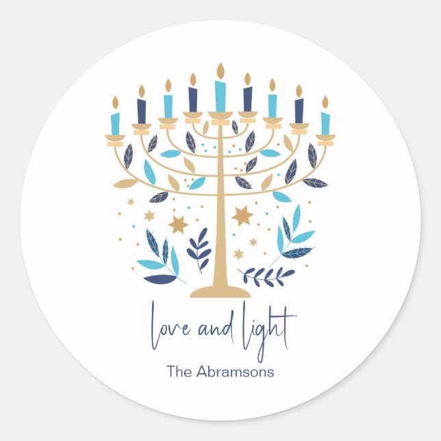 Adesivo Hanukkah Love & Light Floral Menorah (Frente)