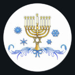 Adesivo Hanukkah Menorah com Estrela de David<br><div class="desc">Esta design apresenta um Menorah com uma Estrela de David para Chanucá. Para itens correspondentes,  digite "penguincornerstore menorah" no bar de pesquisa do Zazzle.</div>
