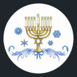 Adesivo Hanukkah Menorah com Estrela de David<br><div class="desc">Esta design apresenta um Menorah com uma Estrela de David para Chanucá. Para itens correspondentes,  digite "penguincornerstore menorah" no bar de pesquisa do Zazzle.</div>