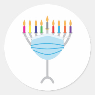 Adesivo Hanukkah Menorah com máscara facial