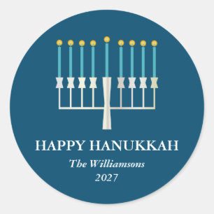 Adesivo Hanukkah Menorah em Azul Personalizado