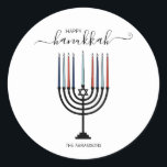 Adesivo Hanukkah Menorah Holiday Sticker<br><div class="desc">Personalize o texto personalizado acima. Você pode encontrar itens de coordenação adicionais em nossa coleção "Presentes de Chanucá e Menorah".</div>