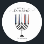 Adesivo Hanukkah Menorah Holiday Sticker<br><div class="desc">Personalize o texto personalizado acima. Você pode encontrar itens de coordenação adicionais em nossa coleção "Presentes de Chanucá e Menorah".</div>