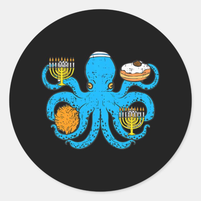 Adesivo Hanukkah Octopus Chanukah judeu (Frente)