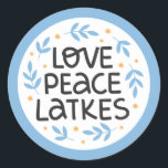 Adesivo Hanukkah Peace and Latkes Sticker<br><div class="desc">Design de Hanukkah.</div>