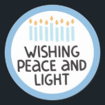 Adesivo Hanukkah Peace and Light Sticker<br><div class="desc">Design de Hanukkah.</div>