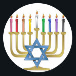 Adesivo Hanukkah Rainbow Candles Dourados Menorah<br><div class="desc">Você está vendo The Lee Hiller Designs Collection of Home and Office Decor,  Roupa,  Gifts and Coleções. As Designs incluem Lee Hiller Photoographic e Mixed Media Digital Art Collection. Você pode ver sua fotografia da Nature em http://HikeOurPlanet.com/ e seguir seu blog de caminhada no Hot Primavera National Park.</div>