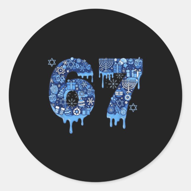 Adesivo Hanukkah Six Seven 67 Meme Funny Dreidel Menorah S (Frente)