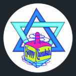 Adesivo Hanukkah Star de David<br><div class="desc">Feliz Hanukkah Star de David com um sonho que diz "Feliz Chanukah" celebrando o feriado judeu diversão e alegria.</div>