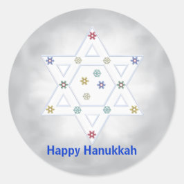 Adesivo Hanukkah Star e Cinza de Flocos de Neve