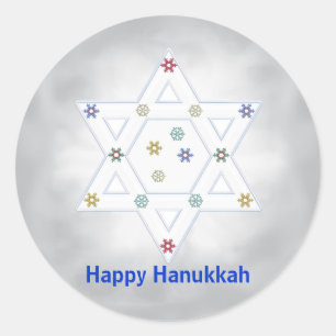 Adesivo Hanukkah Star e Cinza de Flocos de Neve