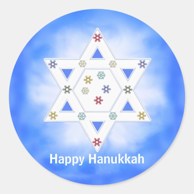 Adesivo Hanukkah Star e Snowflakes Blue (Frente)