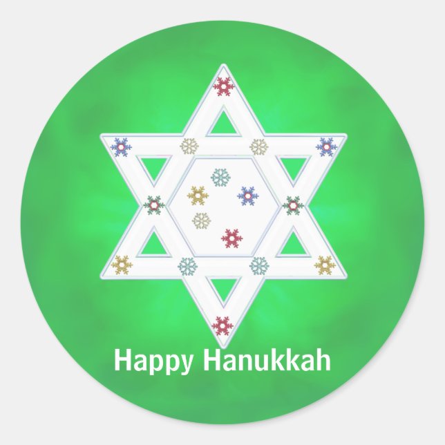 Adesivo Hanukkah Star e Snowflakes Green (Frente)
