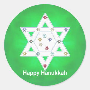 Adesivo Hanukkah Star e Snowflakes Green
