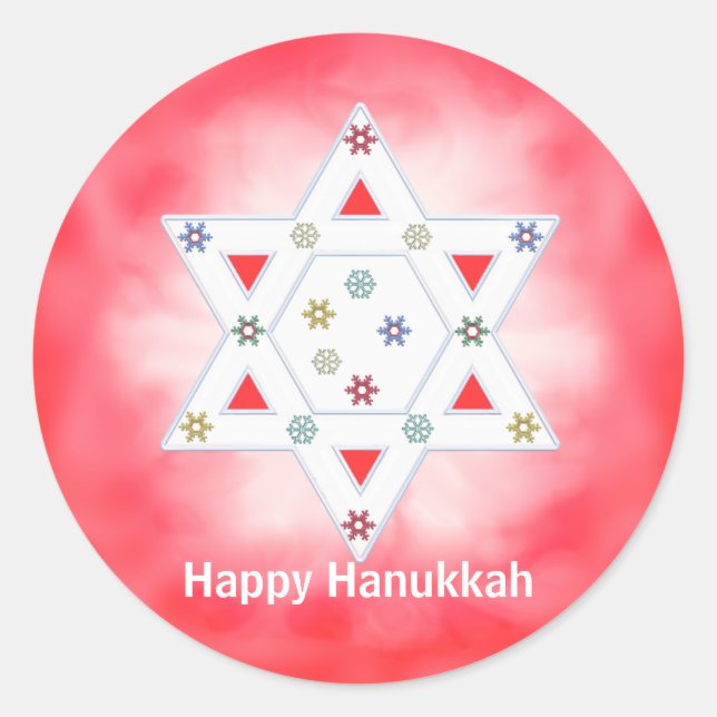 Adesivo Hanukkah Star e Snowflakes Red (Frente)