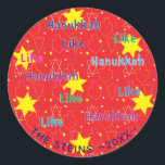 Adesivo Hanukkah Stickers (1 1/2 ou 3") "Like Hanukkah"<br><div class="desc">Personalize alterando o tamanho, estilo, cor e texto da fonte. Tantos usos: De e para os adesivos de presentes, Obrigado aos adesivos nas bolsas de tratamento, Tópicos de Bolo (colar no estojo pesado, colar na ponta do dente da fita na parte traseira do estoque de papelão), ou que tal etiquetas...</div>