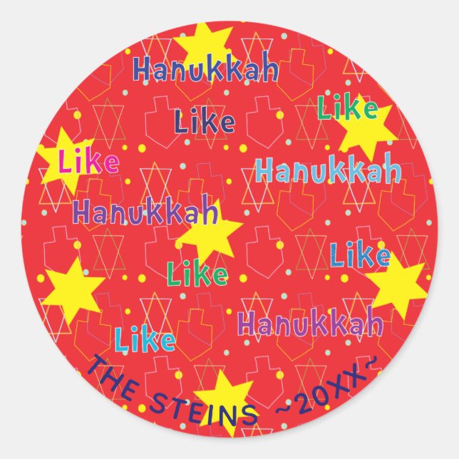 Adesivo Hanukkah Stickers (1 1/2 ou 3") "Like Hanukkah" (Frente)