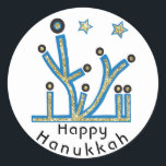 Adesivo Hanukkah Stickers "Blue Bling Menorah"<br><div class="desc">Chanucah Holiday e paus, "Blue Bling Menorah" Enfim, eu escrevo, Chanukah é um dos meus feriados favoritos. Divirta-se usando esses adesivos como topos de bolo, etiquetas de presentes, fechos de malas de favor ou qualquer que seja a sua festa! Personalize eliminando, "Happy Hanukah" e adicionando seu próprio texto usando seu...</div>