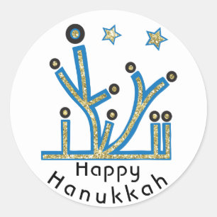 Adesivo Hanukkah Stickers "Blue Bling Menorah"