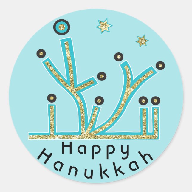 Adesivo Hanukkah Stickers "Blue Lights Latkes Chanukah" (Frente)