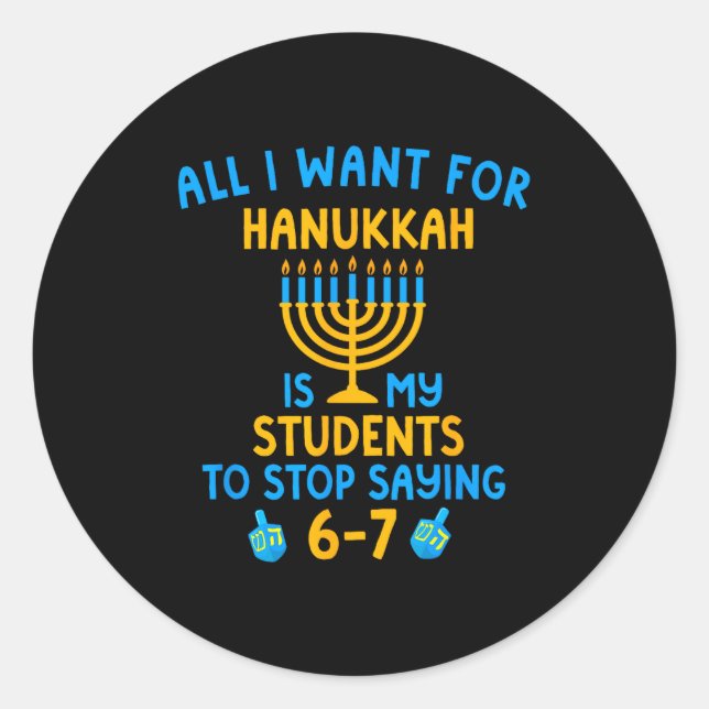 Adesivo Hanukkah Students Saying 6-7 67 Six Seven Hebrew S (Frente)