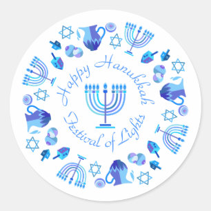 Adesivo Hanukkiah Happy Hanukkah Holiday Menorah