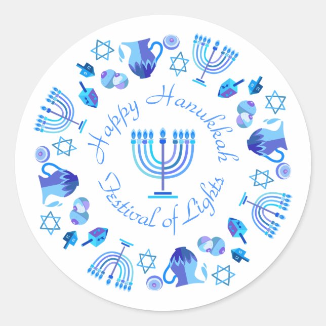 Adesivo Hanukkiah Happy Hanukkah Holiday Menorah (Frente)