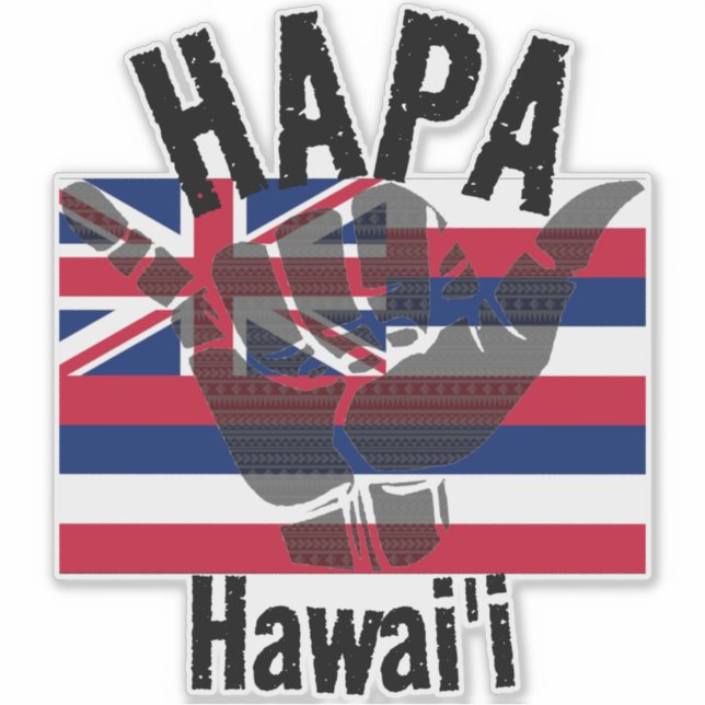 Adesivo HAPA HAWAII TRIBAL HI Flag SHAKA (Frente)