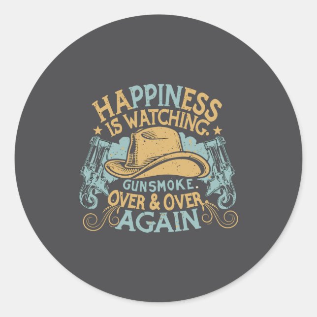 Adesivo Hapness Is Watching Gunsmoke Funny Cowboy Hat  (Frente)