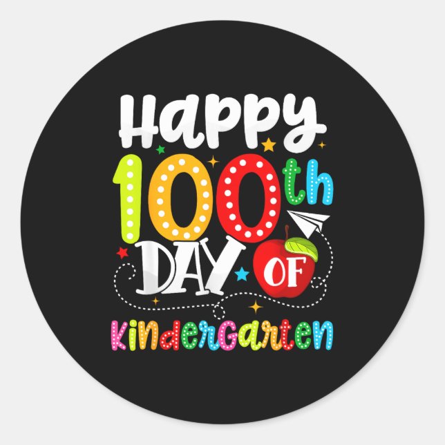 Adesivo Happy 100th Day Of Kindergarten Funny Teachers Stu (Frente)