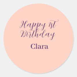 Adesivo Happy 1st birthday orange purple boho retro name 