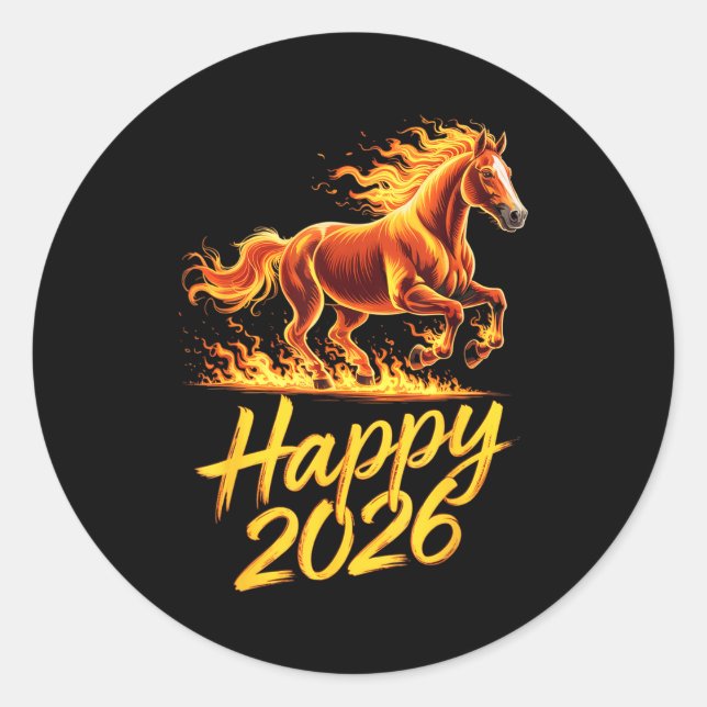 Adesivo Happy 2026 Year Of The Horse Chinese Zodiac New Ye (Frente)