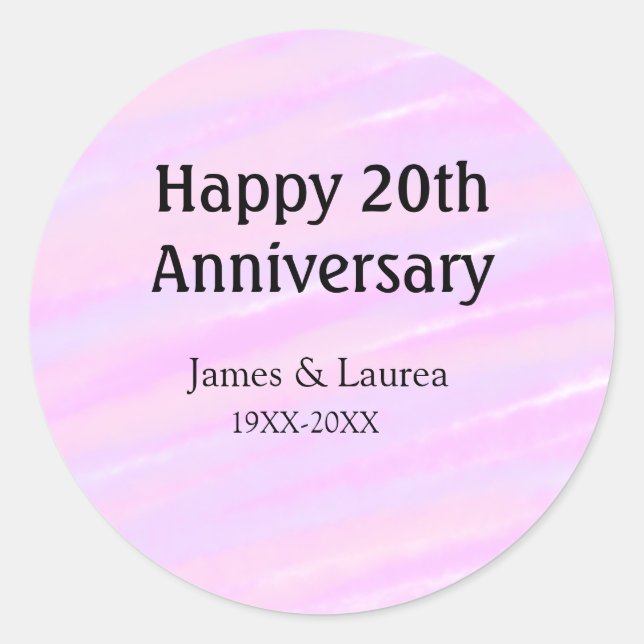 Adesivo Happy 20th anniversary pink purple pastel name bol (Frente)