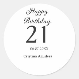 Adesivo Happy 21st birthday bold letter simple name minima