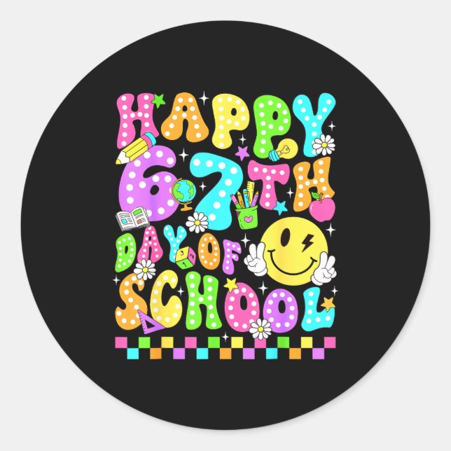 Adesivo Happy 67th Day Of School 67 Days Smarter Teacher G (Frente)