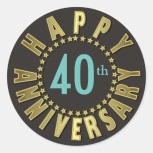 Adesivo Happy Anniversário Circle of Stars Dourada ID173