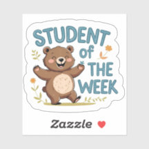 Happy Bear "Student of the Week" Reward Sticker 