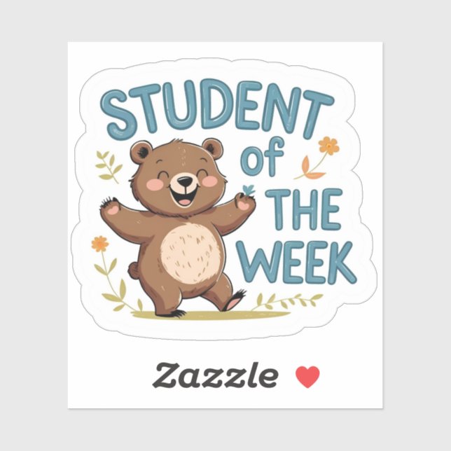 Adesivo Happy Bear "Student of the Week" Reward Sticker  (Folha)