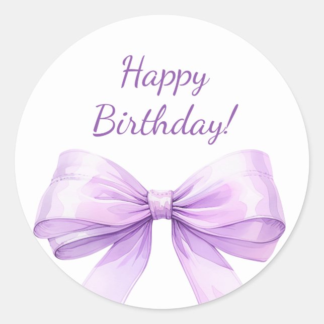 Adesivo Happy Birthday Bow Lavender elegant (Frente)