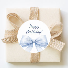 Adesivo Happy Birthday Bow Light Blue elegant