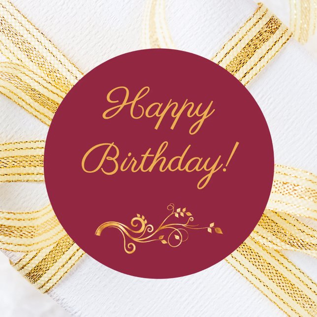 Adesivo Happy Birthday burgundy gold (Criador carregado)